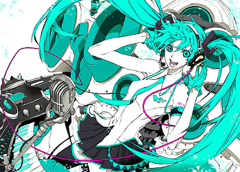 Miku, music, hatsune miku, speakers, vocaloid, ears HD wallpaper