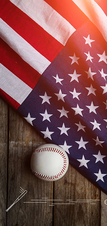 American flag and ball, Major League Baseball HD phone wallpaper