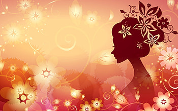 Flowers, Patterns, Vector, Silhouette, Girl, Face HD wallpaper