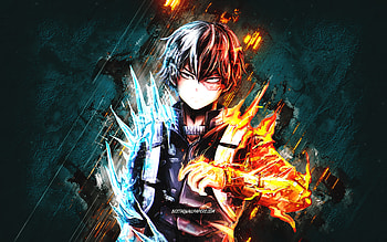 Shoto Todoroki, My Hero Academia, blue stone background, Shoto Todoroki art, My Hero Academia characters, Japanese manga, anime characters, Shoto Todoroki character HD wallpaper