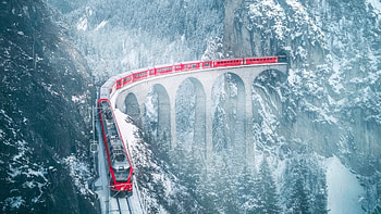 Switzerland Red Train With Snow, snow, train, graphy HD wallpaper