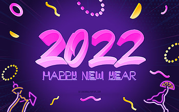 Happy New Year 2022, purple 2022 background, 2022 3d art, 2022 Party background, 2022 New Year, 2022 concepts, 2022 Year HD wallpaper