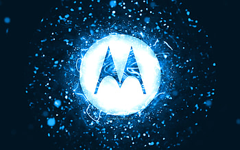 Motorola blue logo, , blue neon lights, creative, blue abstract background, Motorola logo, brands, Motorola HD wallpaper