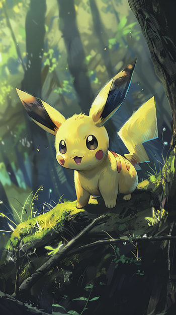 Enchanted Pichu Forest, Pokemon, forest, nature HD phone wallpaper