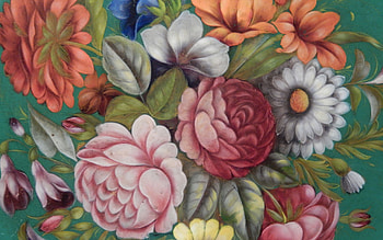 Flowers, rose, white, art, painting, flower, pictura, red, orange, green HD wallpaper