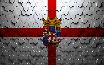 Flag of Almeria, honeycomb art, Almeria hexagons flag, Almeria, 3d hexagons art, Almeria flag HD wallpaper