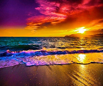 End of a Beautiful Day, purple, colorful, sky, nature, sunset, shoreline, beach HD wallpaper