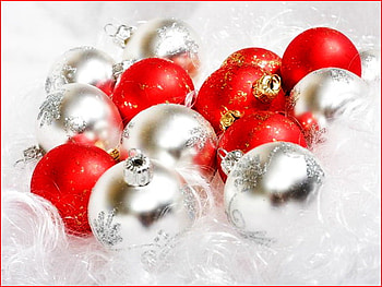 Festive balls, christmas, red, sparkle, silver, festive, balls HD wallpaper