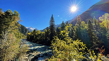 Silverton, Colorado, fall, landscape, trees, colors, sky, sun, pah, usa HD wallpaper