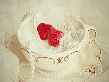 Just (LOVE), love, hearts, pearls, romantic, cup, always, forever HD wallpaper