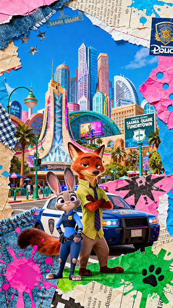 Zootopia Neon City Patrol — Nick & Judy HD phone wallpaper