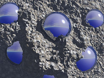 Buried Spheres, blue, globes, sand, 3d, buried, sheres, balls HD wallpaper