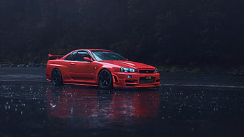 R34 Rain, GTR Skyline HD wallpaper