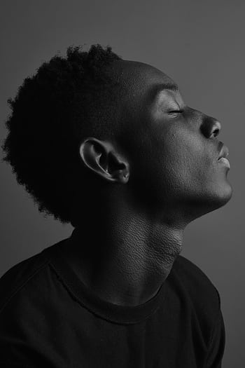 Artistic black and white side portrait of a man with eyes closed, captured in NY. HD phone wallpaper