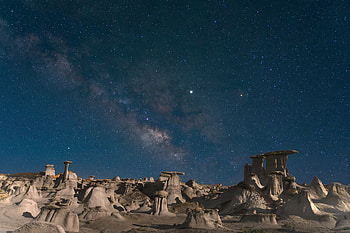 Landscape, Nature, Night, Desert, Rocks, Starry Sky HD wallpaper