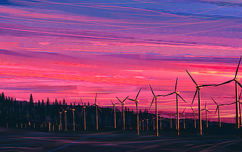 Windmill, journey, landscape, sunset, art HD wallpaper