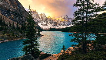 Moraine Lake, Banff National Park, sunset, nature HD wallpaper