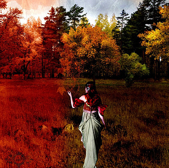 Autumn, trees, nature, woman HD wallpaper
