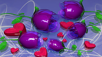 Roses, Hearts, 3D, Plastic HD wallpaper