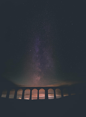 Stars, Night, Architecture, Dark, Starry Sky, Nebula, Arch HD phone wallpaper