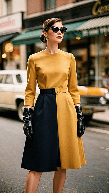 Retro City Chic: Vintage Fashion , Woman, Dress, Sunglasses, Glove HD phone wallpaper