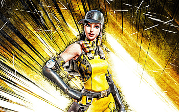 Outcast, grunge art, Fortnite Battle Royale, Fortnite characters, yellow abstract rays, Outcast Skin, Fortnite, Outcast Fortnite HD wallpaper