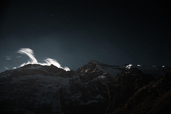 Fann Mountains Moonlight Dark Night View, mountains, moonlight, dark, night, nature HD wallpaper