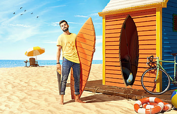 :), man, summer, situation, funny, humour, orange, surf, beach HD wallpaper