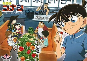 Detective Conan, Ran Mouri, Mouri Kogoro, Haibara Ai, Cute, Ayumi, Cherry, Genta, Conan Edogawa, Flowers, Mitsuhiko HD wallpaper