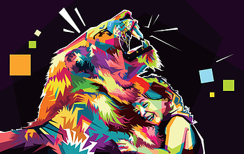 Art, Vector, Lion, Smile, Child, Friends HD wallpaper
