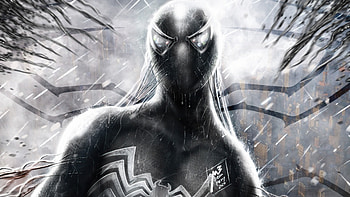 Symbiote Spider Man Monochrome , spiderman, superheroes, deviantart HD wallpaper