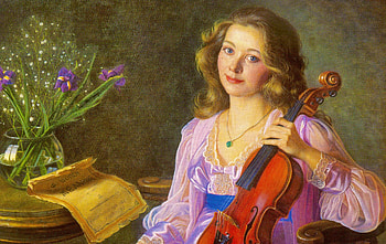 Music Lesson, musician, art, , girl, beautiful, violin, woman, digital, fantasy HD wallpaper