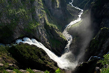 Long way down, river, waterfall, nature, jungle HD wallpaper