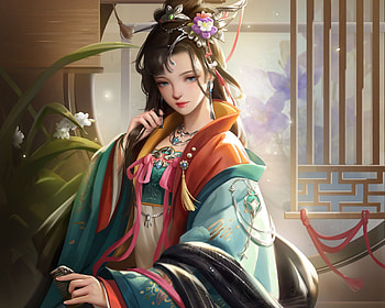 Fantasy girl, fantasy, hanji, frumusete, kimono, girl, princess HD wallpaper