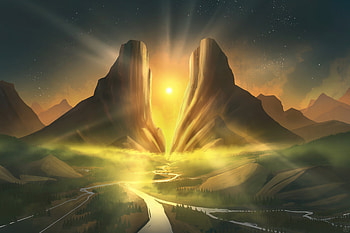 Pass Of Glowing River, artist, artwork, digital-art, artstation HD wallpaper