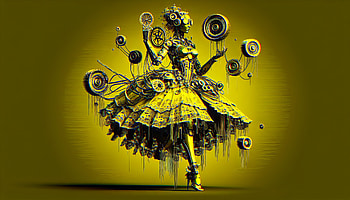Mech Goddess in Ultra, fashion, artistic, surrealism, yellow, sculpture HD wallpaper