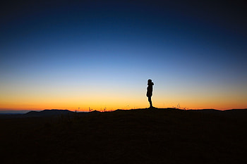 Night, Horizon, Dark, Silhouette, Human, Person HD wallpaper