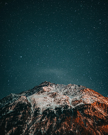 Nature, Mountains, Night, Snow, Vertex, Starry Sky, Tops HD phone wallpaper