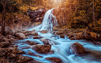 Gollinger Waterfall, beautiful nature, forest, mountains, waterfalls Salzburg, Austria, Europe, austrian nature HD wallpaper