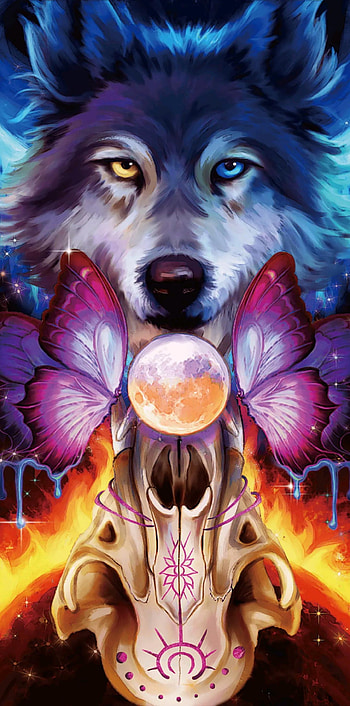 Wolf, art, animal, native American HD phone wallpaper