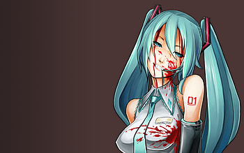 Hatsune Miku, anime girl, anime, vocaloid, blood, miku hatsune HD wallpaper
