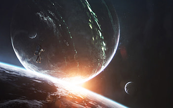Planets, Universe, Bright, Flash, Cosmonaut, Open Space HD wallpaper