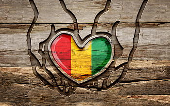 I love Guinea, , wooden carving hands, Day of Guinea, Guinea flag, Flag of Guinea, Take care Guinea, creative, Guinea flag in hand, wood carving, african countries, Guinea HD wallpaper