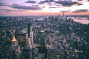 Cities, Twilight, City, Building, View From Above, Coast, Dusk, New York HD wallpaper