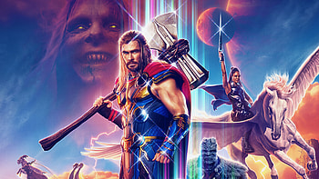 Christian Bale Jane Foster Natalie Portman Thor Chris Hemsworth Taika Waititi Russell Crowe Thor Love and Thunder HD wallpaper