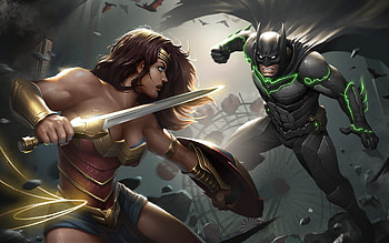 Injustice 2 Batman Wonder Woman Artwork, injustice-2, batman, wonder-woman, artwork, artist, digital-art, games HD wallpaper