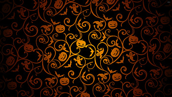 Halloween pattern on black HD wallpaper