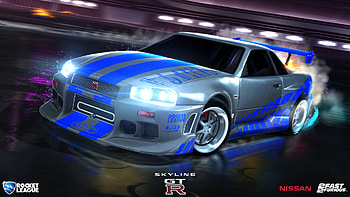 Blue Car Nissan Skyline GT-R R34 Rocket League HD wallpaper