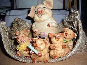 THE FOUR LITTLE PIGS, cute, piglets, adorable HD wallpaper