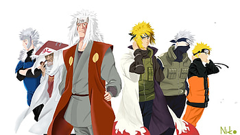 Jiraiya, Naruto art, Kakashi, Minato HD wallpaper